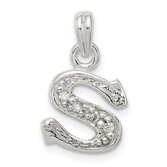 Sterling Silver CZ Letter S Initial Pendant QC6717S