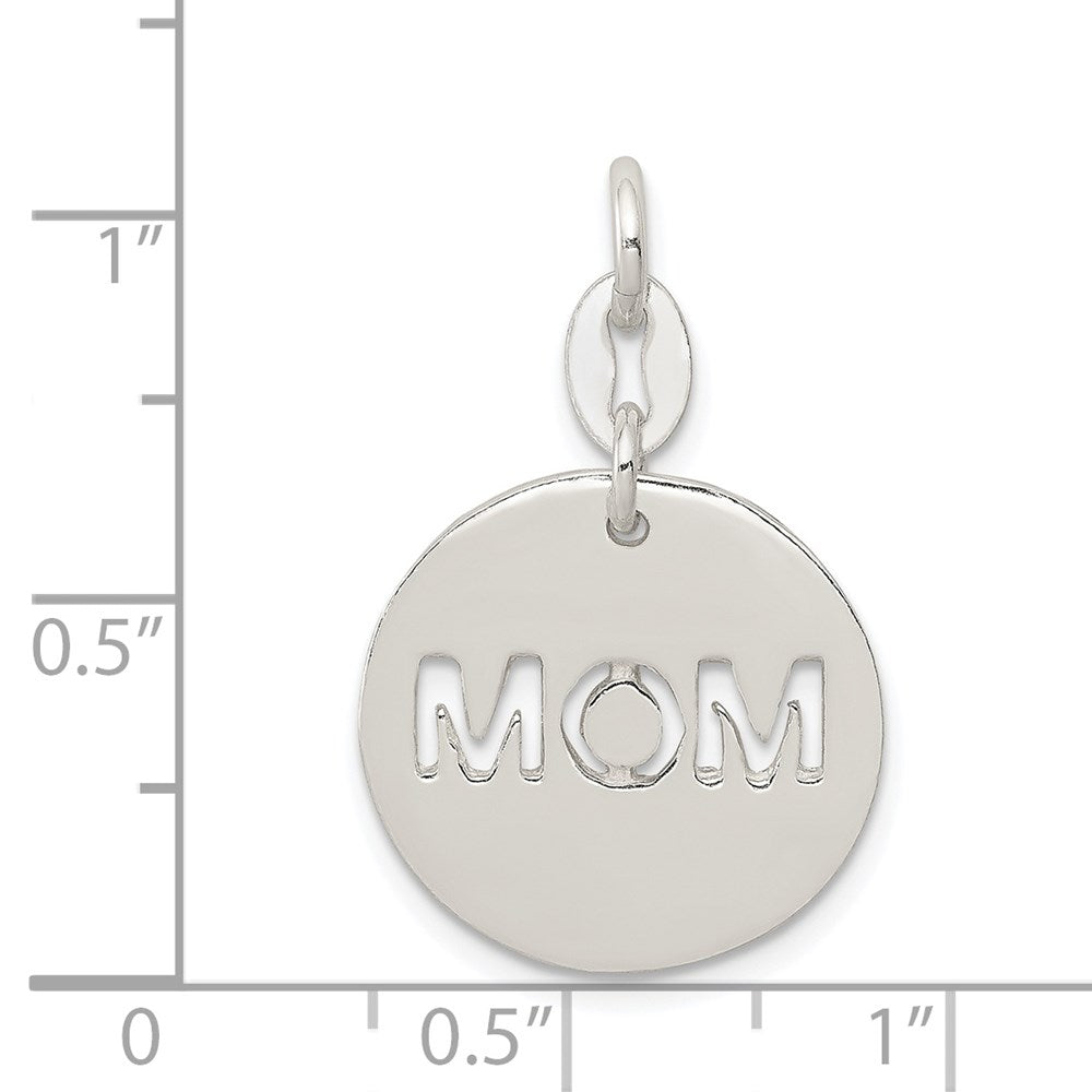 Sterling Silver Polished Circle Mom Charm QC6761