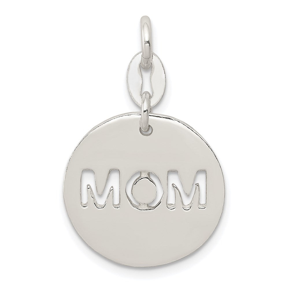 Sterling Silver Polished Circle Mom Charm QC6761
