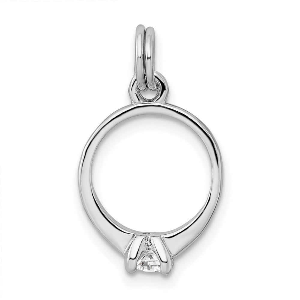 Sterling Silver Rhodium-platedCZ Polished Ring Charm QC6768