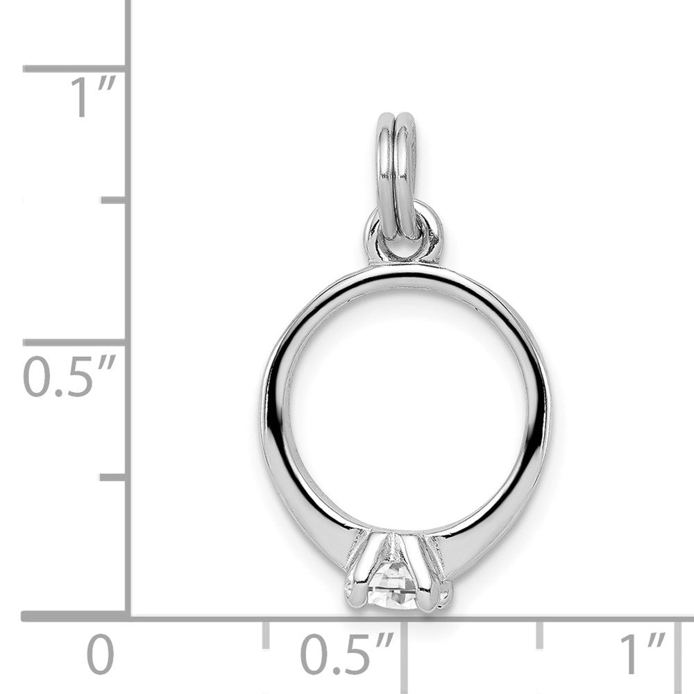 Sterling Silver Rhodium-platedCZ Polished Ring Charm QC6768