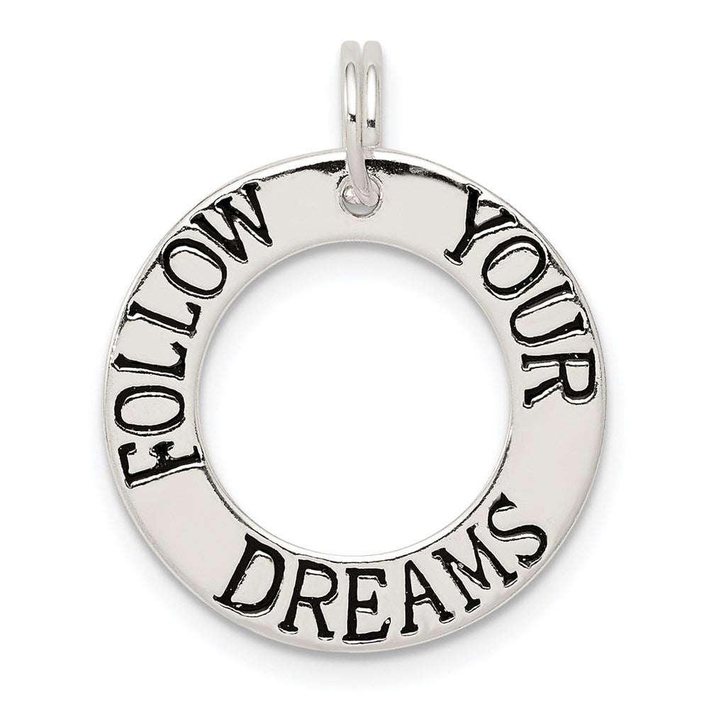 Sterling Silver Polished Enameled Follow Your Dreams Circle Charm QC6827