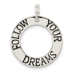 Sterling Silver Polished Enameled Follow Your Dreams Circle Charm QC6827