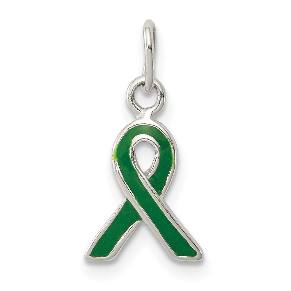 Sterling Silver Green Enameled Awareness Charm QC6833