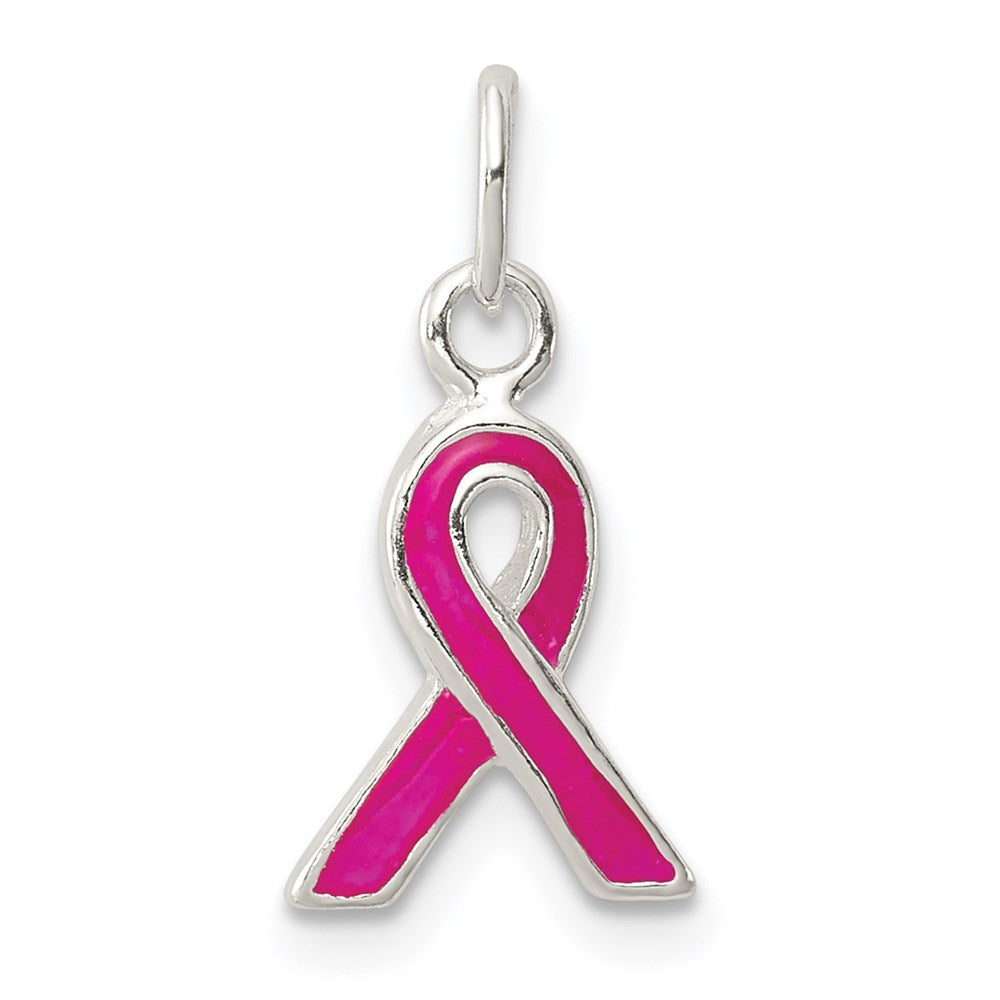 Sterling Silver Pink Enameled Awareness Charm QC6836