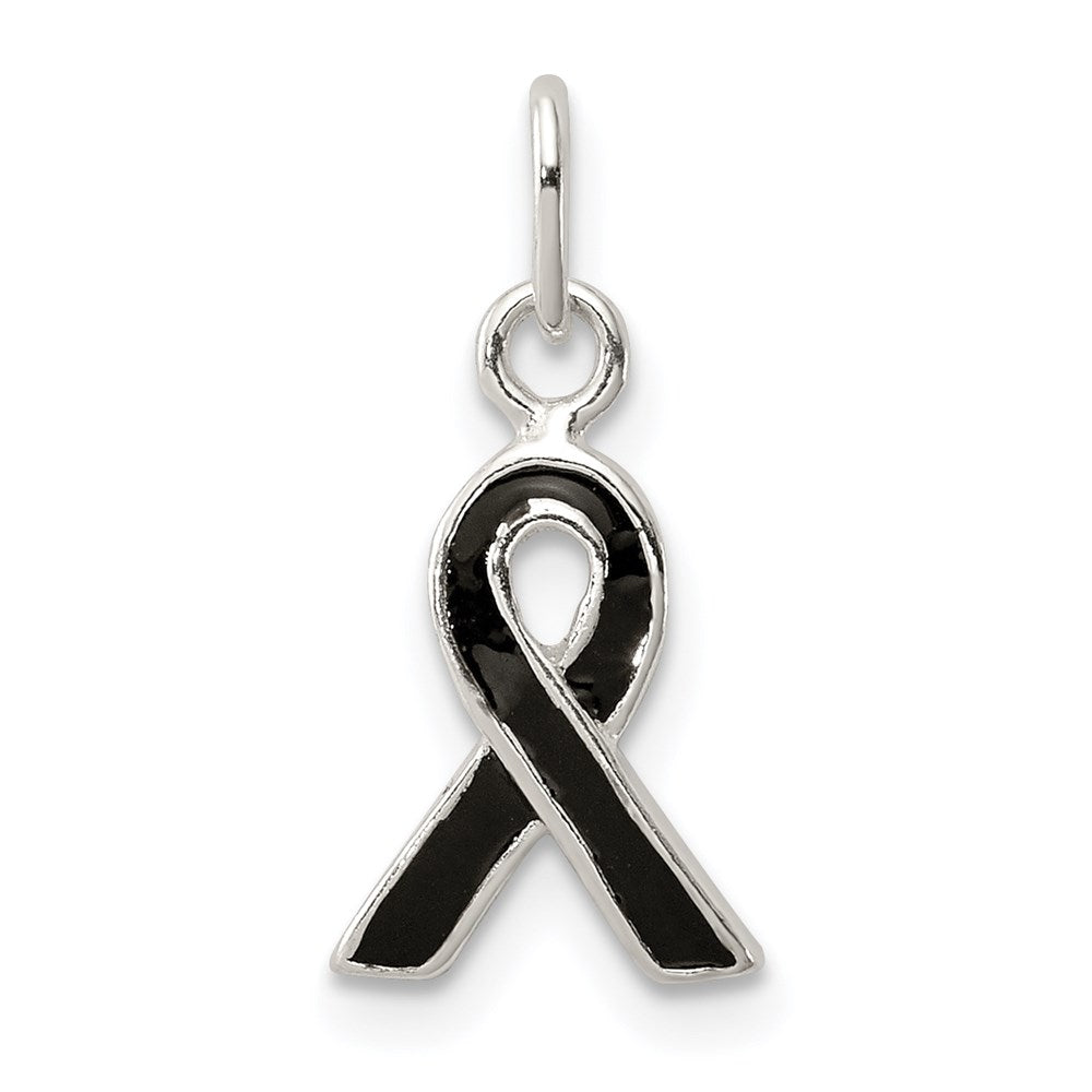 Sterling Silver Black Enameled Awareness Charm QC6839