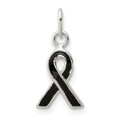 Sterling Silver Black Enameled Awareness Charm QC6839