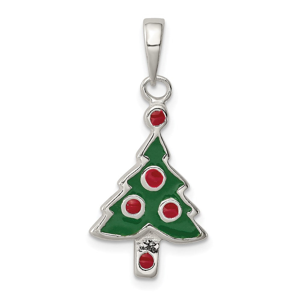 Sterling Silver Enameled Christmas Tree Pendant QC6885
