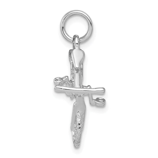 Sterling Silver Rhodium-platedPolished Bicycle Charm QC6900
