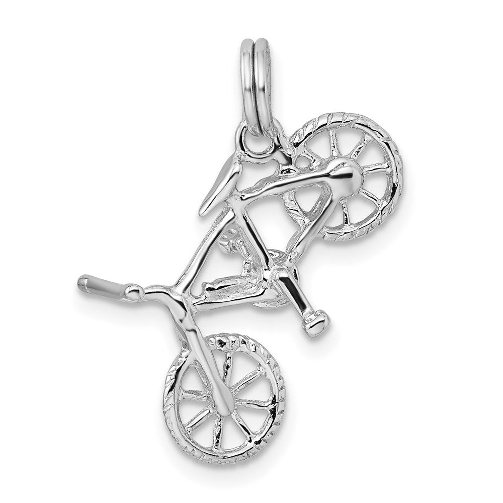 Sterling Silver Rhodium-platedPolished Bicycle Charm QC6900