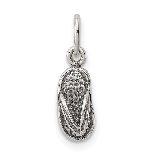 Sterling Silver Antiqued& Textured Flip Flop Children's Charm QC6908