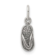 Sterling Silver Antiqued& Textured Flip Flop Children's Charm QC6908