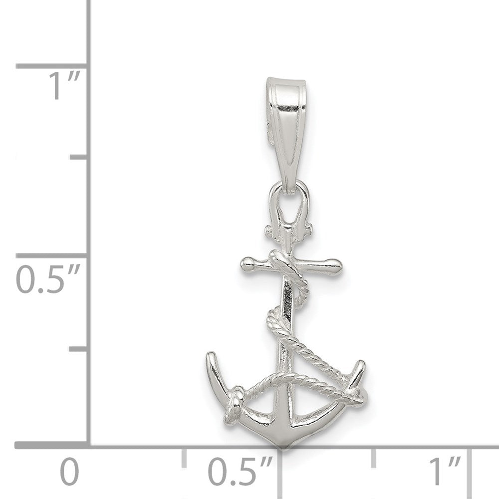 Sterling Silver Anchor & Rope Pendant QC6909
