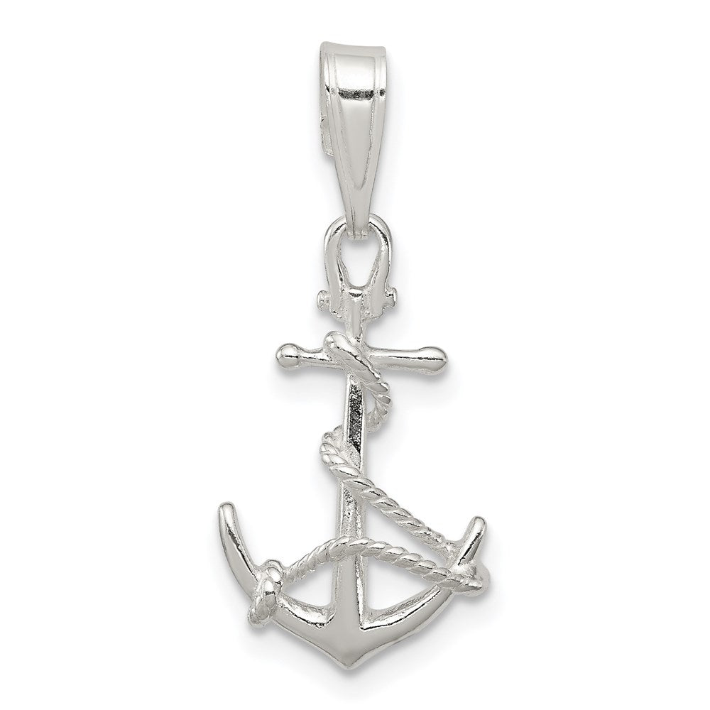 Sterling Silver Anchor & Rope Pendant QC6909