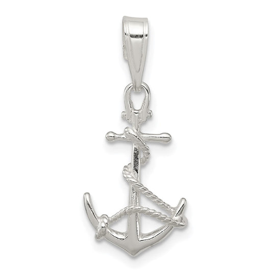 Sterling Silver Anchor & Rope Pendant QC6909
