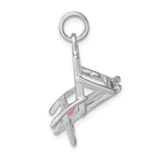 Sterling Silver Rhodium-platedEnamel Beach Chair Charm QC6911