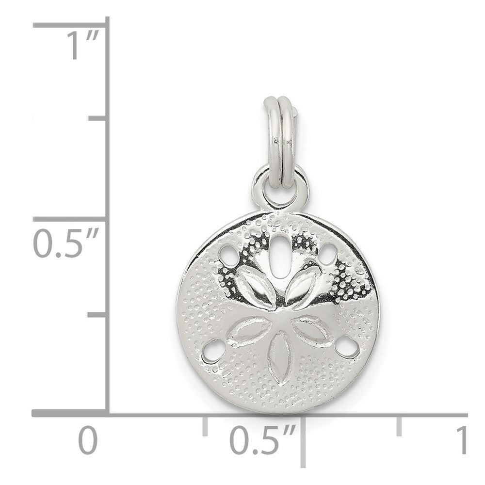 Sterling Silver Rhodium-plated Polished Sand Dollar Charm QC6913