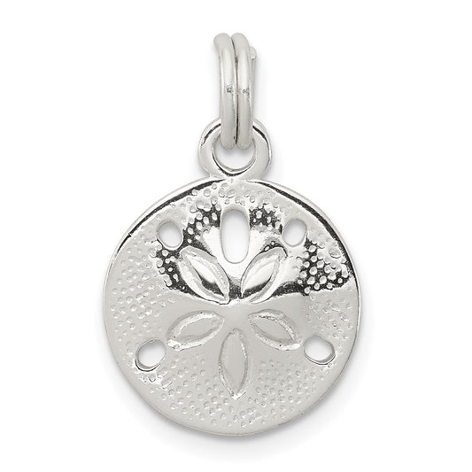 Sterling Silver Rhodium-plated Polished Sand Dollar Charm QC6913