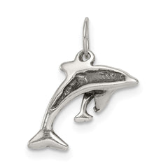 Sterling Silver Antiqued Dolphin w/Baby Charm QC6943