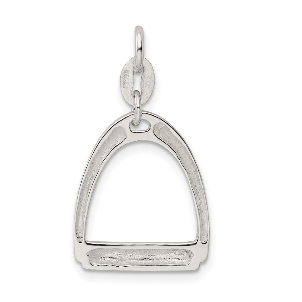 Sterling Silver Large Polished Horse Stirrup Charm QC6964
