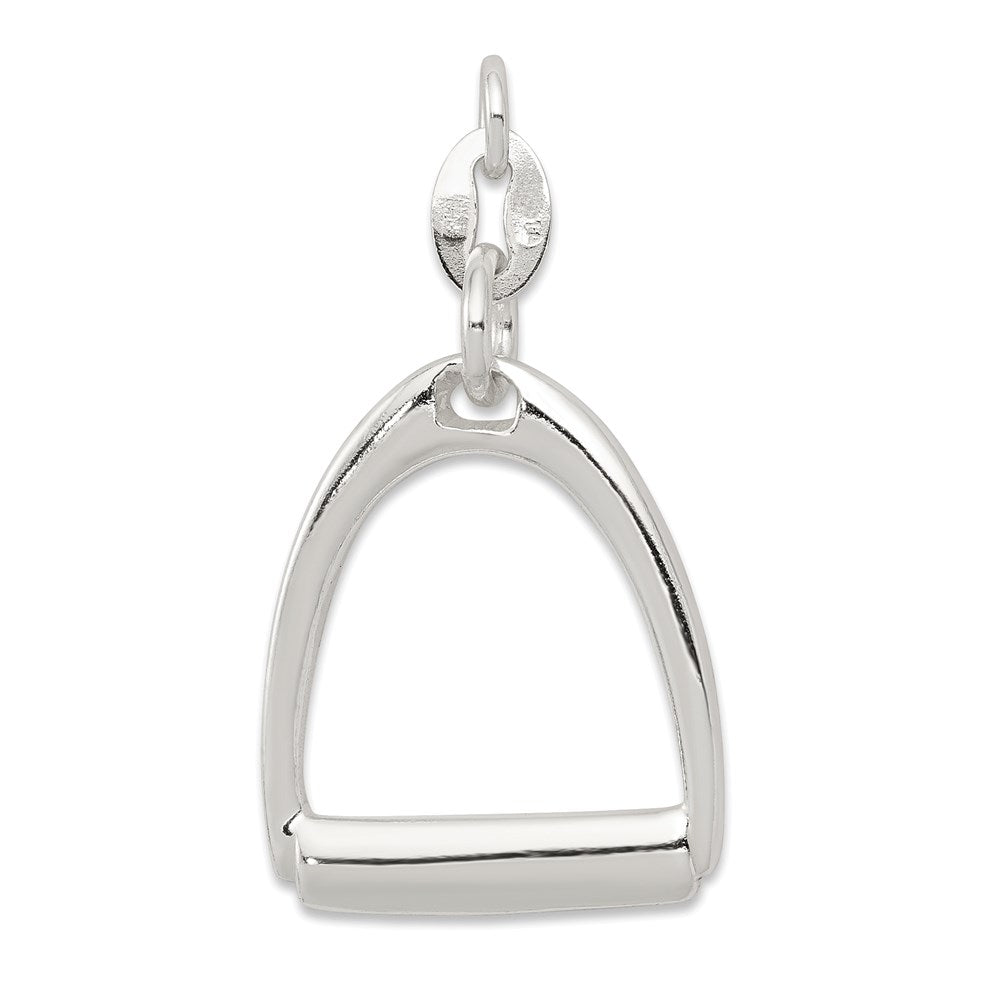 Sterling Silver Large Polished Horse Stirrup Charm QC6964