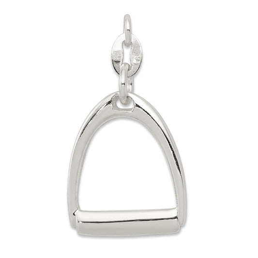 Sterling Silver Large Polished Horse Stirrup Charm QC6964