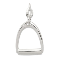 Sterling Silver Large Polished Horse Stirrup Charm QC6964