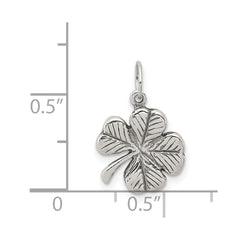 Sterling Silver Antiqued 4-Leaf Clover Charm QC6996
