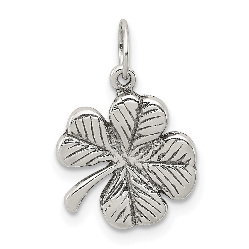 Sterling Silver Antiqued 4-Leaf Clover Charm QC6996