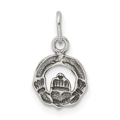 Sterling Silver Mini Antiqued Claddagh Charm QC7000