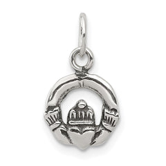 Sterling Silver Mini Antiqued Claddagh Charm QC7000