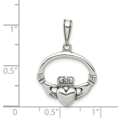 Sterling Silver Antiqued Claddagh Pendant QC7003