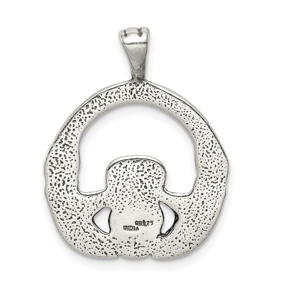 Sterling Silver Antiqued Claddagh Pendant QC7005