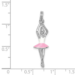 Sterling Silver Rhodium-platedEnamel Ballerina Charm QC7097