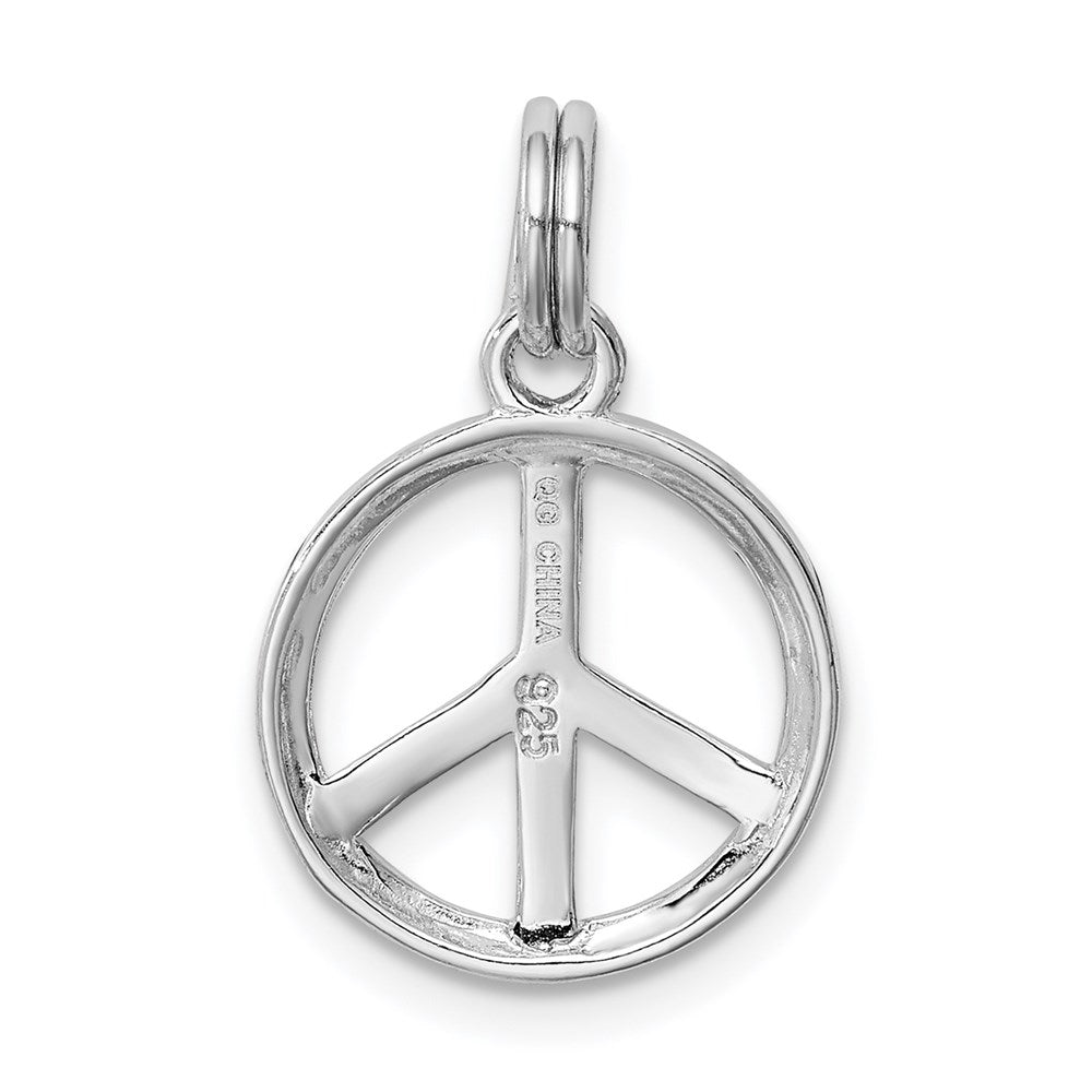 Sterling Silver Rhodium-platedPolished Peace Sign Charm QC7108