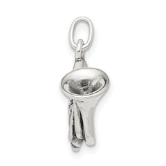 Sterling Silver Antiqued French Horn Charm QC7114