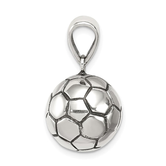 Sterling Silver Antiqued Soccer Ball Pendant QC7139