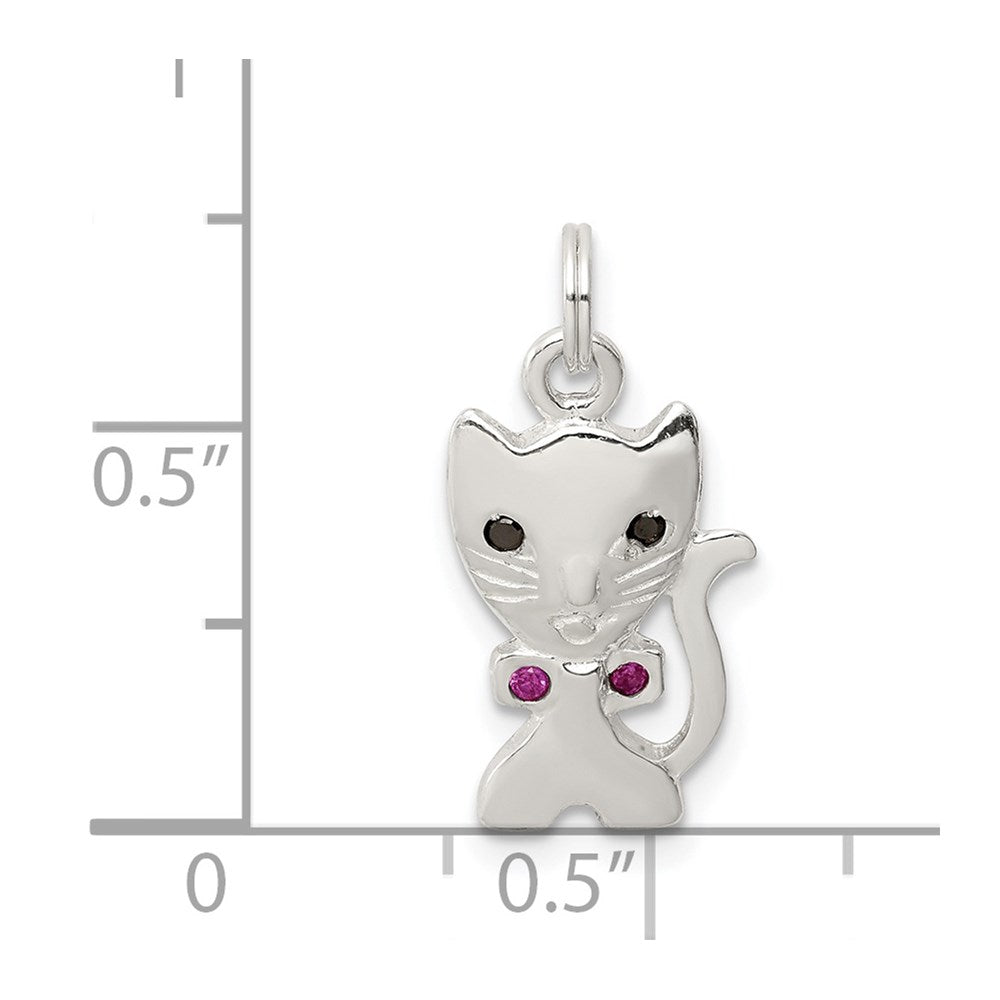 Sterling Silver Enameled Cat Charm QC7161