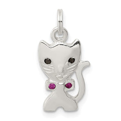 Sterling Silver Enameled Cat Charm QC7161
