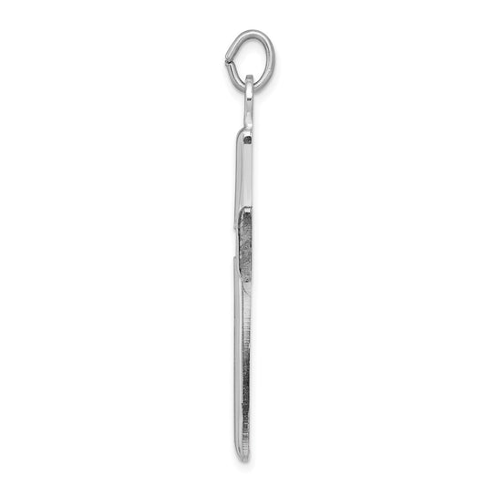 Sterling Silver Rhodium-plated Polished and Satin Cross Pendant QC7240