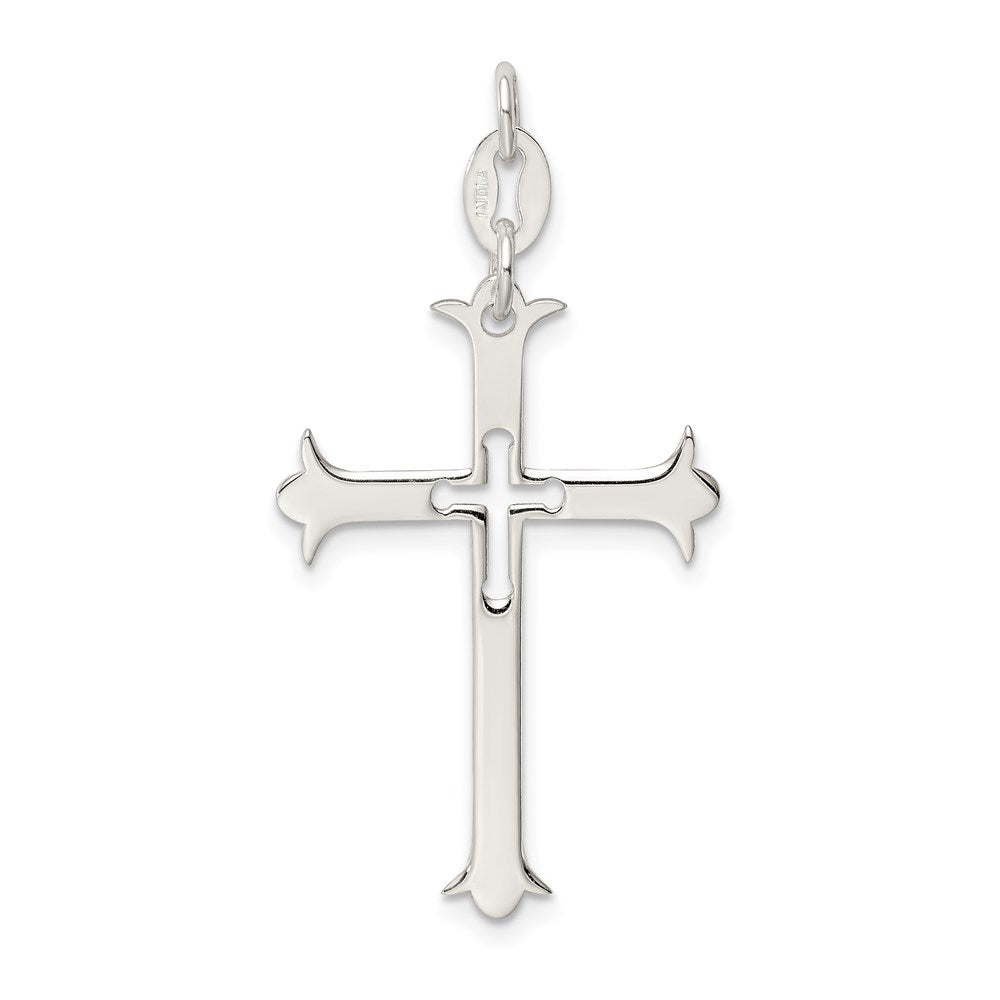 Sterling Silver Polished Cross Pendant QC7244