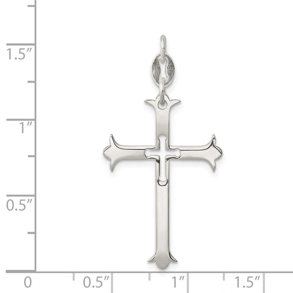 Sterling Silver Polished Cross Pendant QC7244