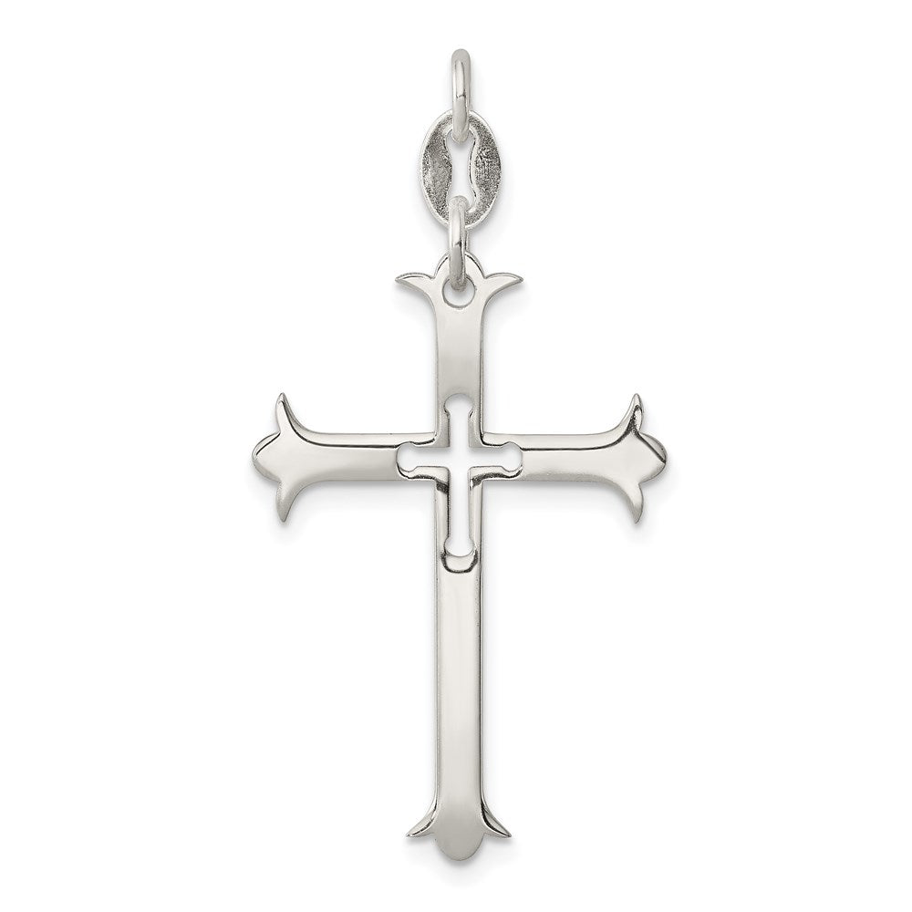 Sterling Silver Polished Cross Pendant QC7244
