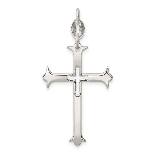 Sterling Silver Polished Cross Pendant QC7244