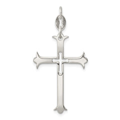 Sterling Silver Polished Cross Pendant QC7244