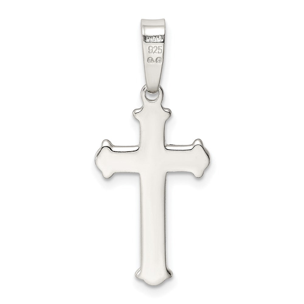 Sterling Silver Polished Matte Center Finish Cross Pendant QC7253