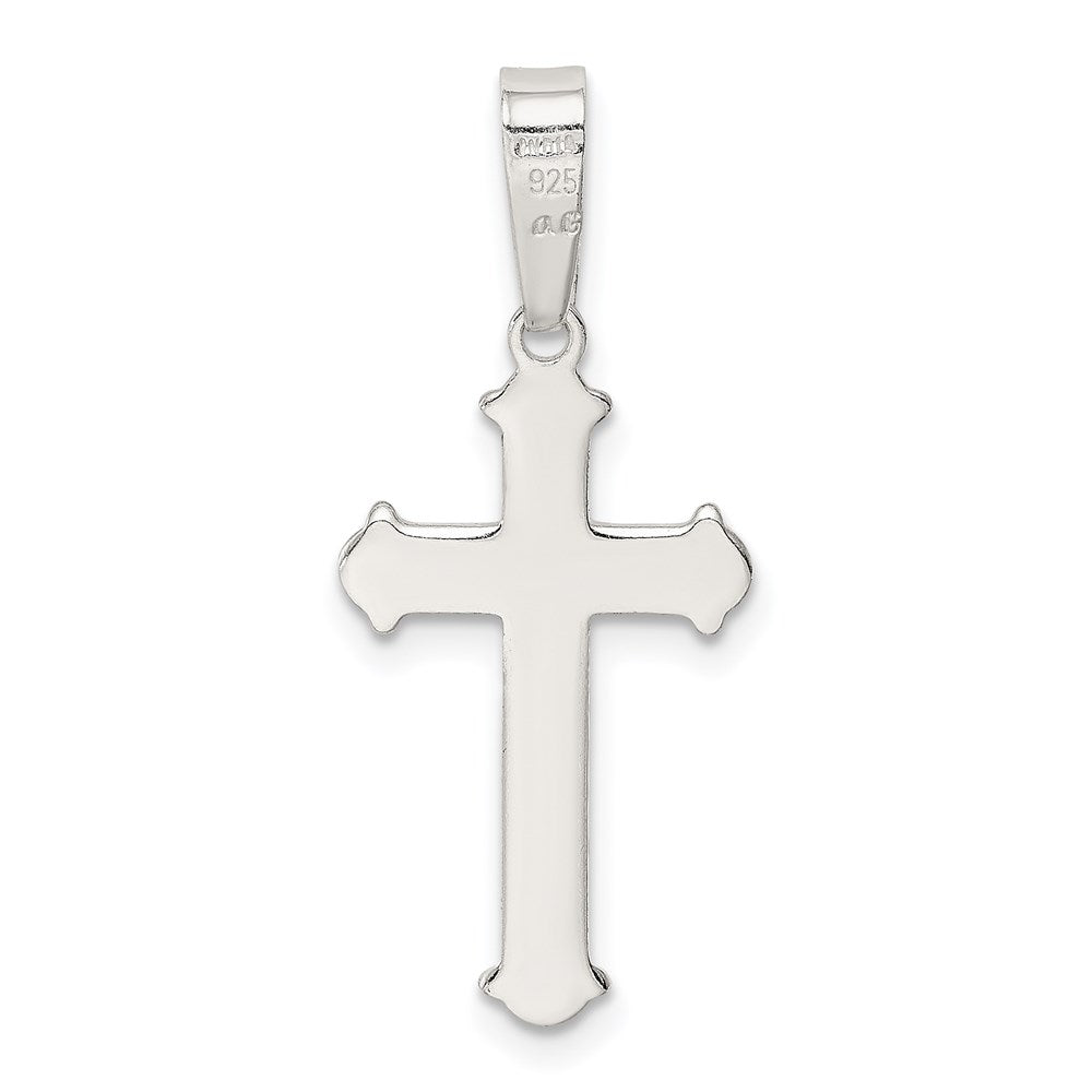 Sterling Silver Polished and Texture Center Finish Cross Pendant QC7254