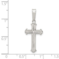 Sterling Silver Polished and Texture Center Finish Cross Pendant QC7254