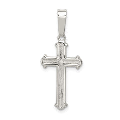 Sterling Silver Polished and Texture Center Finish Cross Pendant QC7254