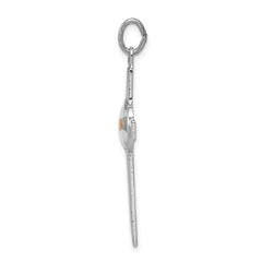 Sterling Silver Rhodium-plated Polshd & Epxy Cross w/Mustard Seed Pendant QC7259
